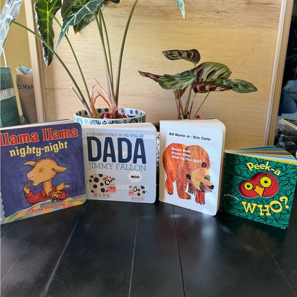 None Other - 💚🩵 4 Children’s Board Books - Llama Llama / Dada / Brown Bear / Peek-a Who
